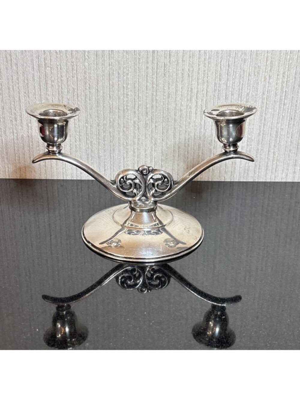 Vintage WM A Rogers Silverplate 2 Arm Candelabra Ornate Candle Holder
